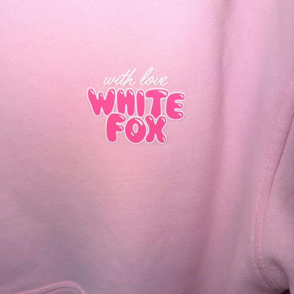 SOLD 233. White Fox With Love Always Oversized Hoodie Baby Pink - Picture 3 of 7